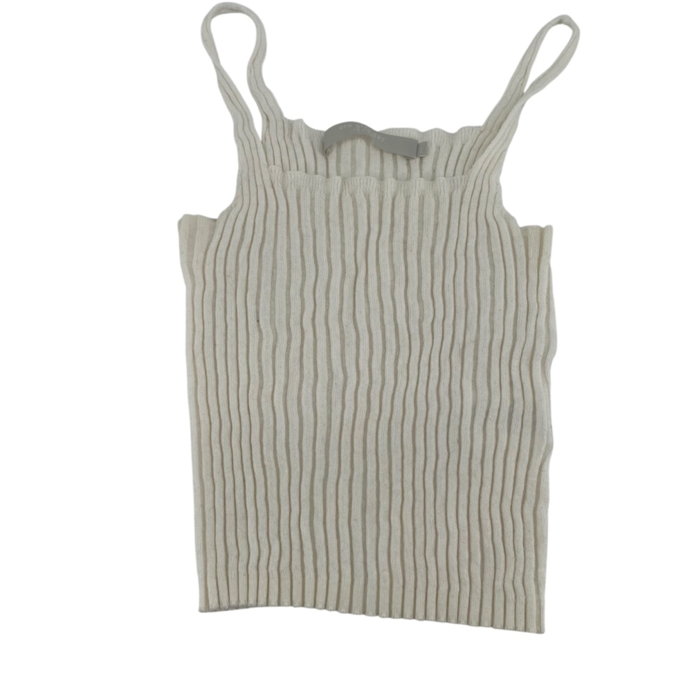 One Grey Day Ivory Cashmere Blend Ribbed Crop Top Women's Size XS